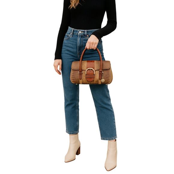 Brahmin Tri-Color Collection Croc Embossed Leather Satchel MSRP $385 - Picture 1 of 13